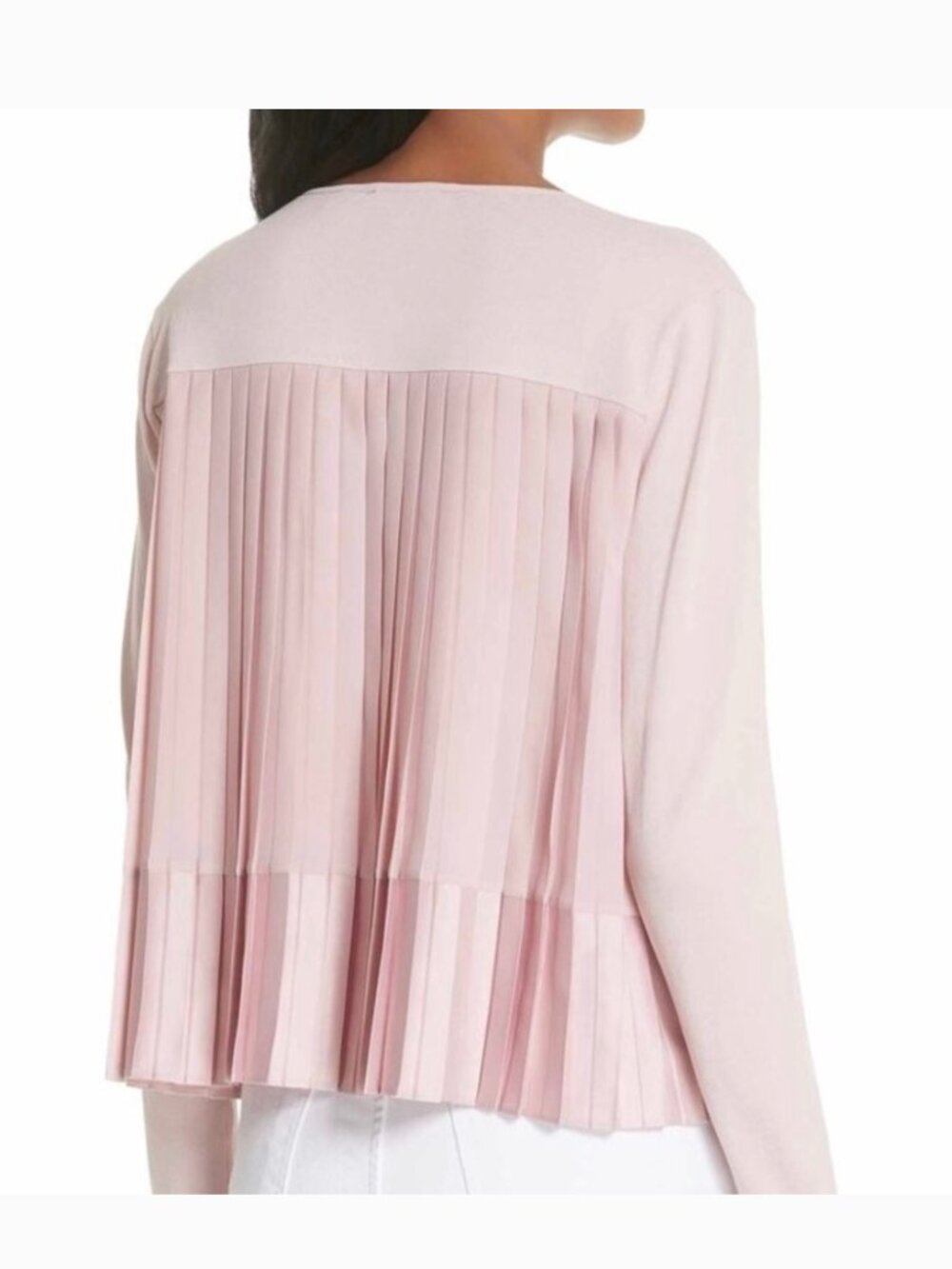 Ted Baker Jacsum Pleat Cardigan Size 2 US 6 Light Pink Business Casual Stretch